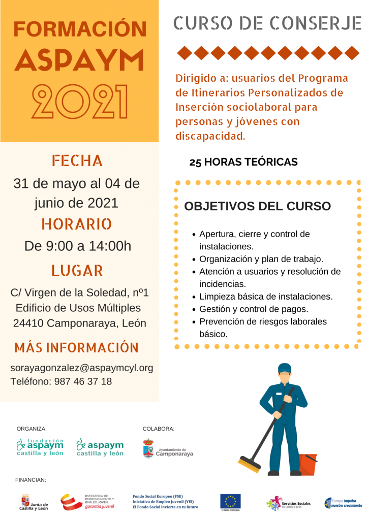 Formación ASPAYM CYL 2021 - Curso de conserje en el Bierzo