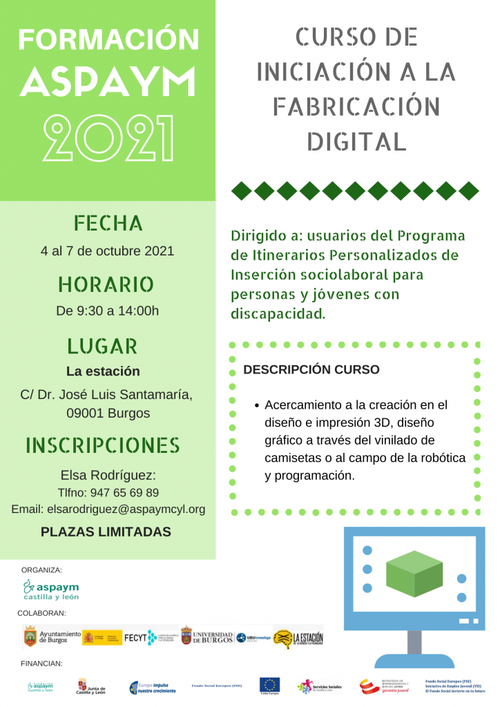 Curso de iniciación a la fabricación digital del 4 al 7 de octubre 2021.