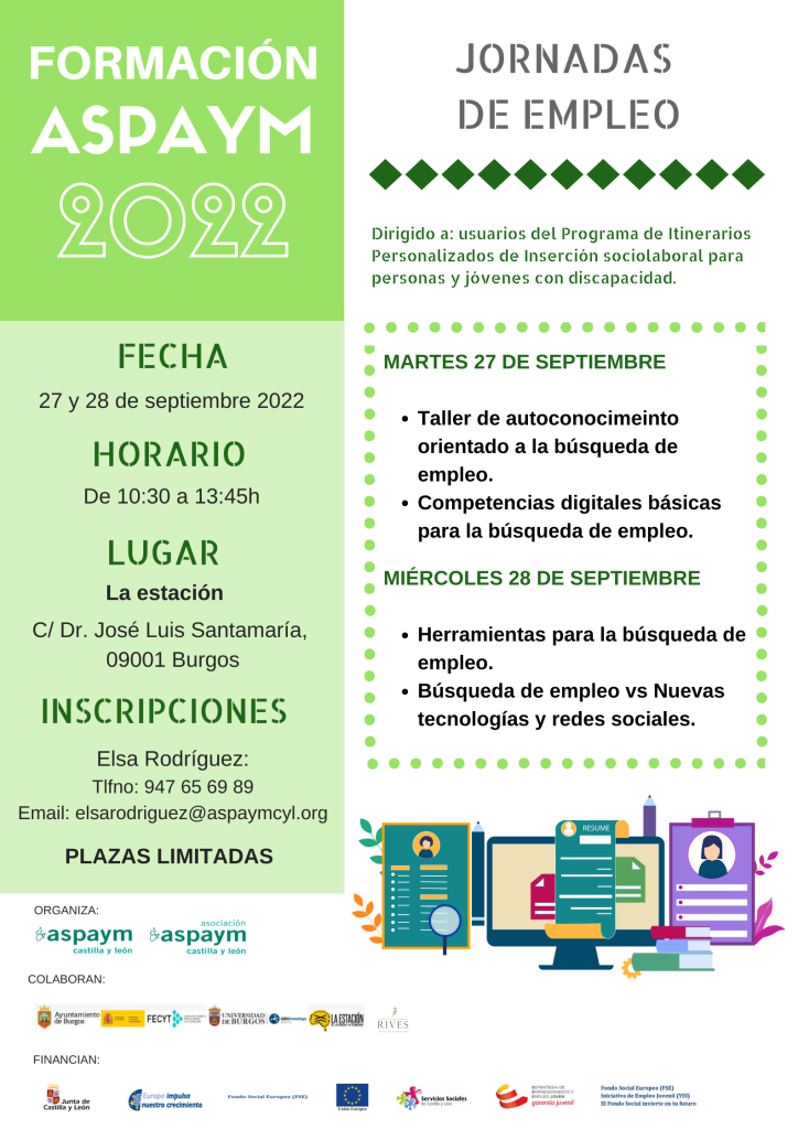 FORMACIÓN ASPAYM CYL 2022 - JORNADAS DE EMPLEO EN BURGOS