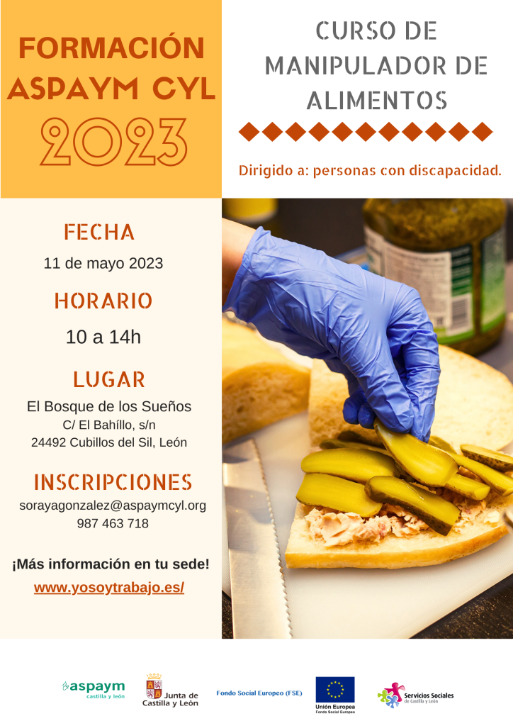 Formación ASPAYM CYL 2023 - Curso de manipulador de alimentos en El Bierzo