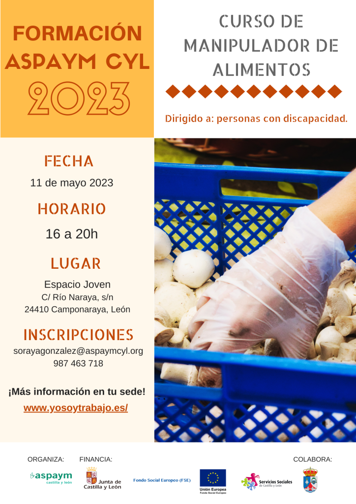 Formación ASPAYM CYL 2023 - Curso de manipulador de alimentos en El Bierzo
